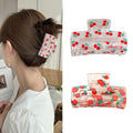 Medium Strawberry Cherry Hair Clips for Women,In Red Cherry and Strawberry Print Hair Clip for Thick Hair, Acrylic Hair Clips Claws,Fun Claw Clips 2Pc