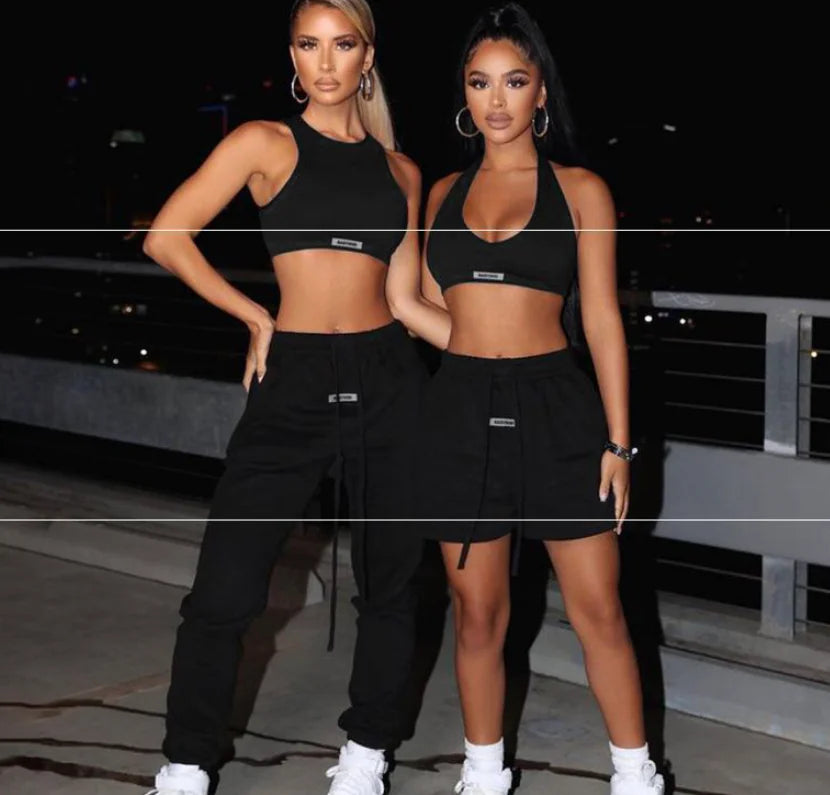 Women's Halter Top & Drawstring Pants Gym Set