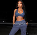 Women's Halter Top & Drawstring Pants Gym Set