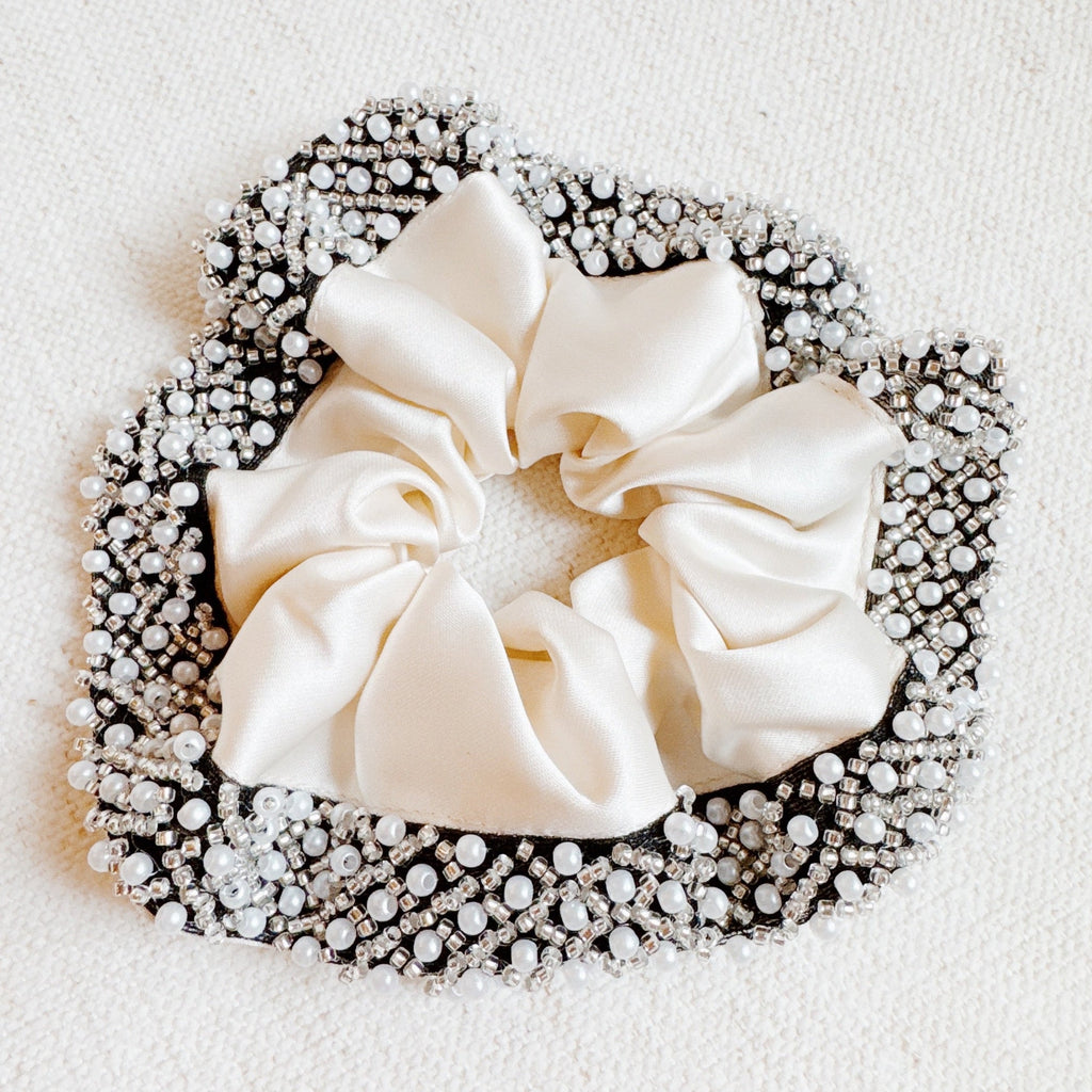 Pearls and Beads Satin Hair Scrunch
