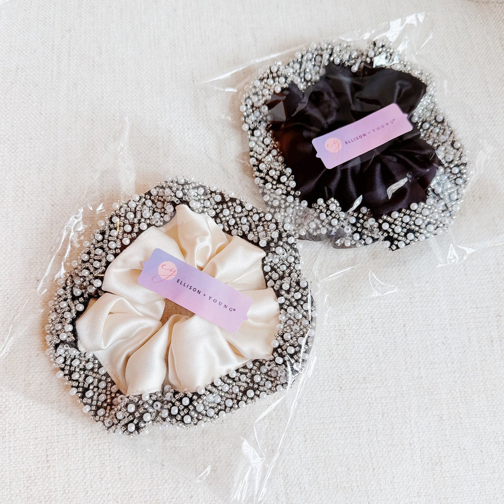 Pearls and Beads Satin Hair Scrunch