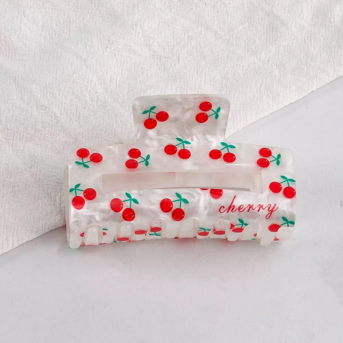 Medium Strawberry Cherry Hair Clips for Women,In Red Cherry and Strawberry Print Hair Clip for Thick Hair, Acrylic Hair Clips Claws,Fun Claw Clips 2Pc