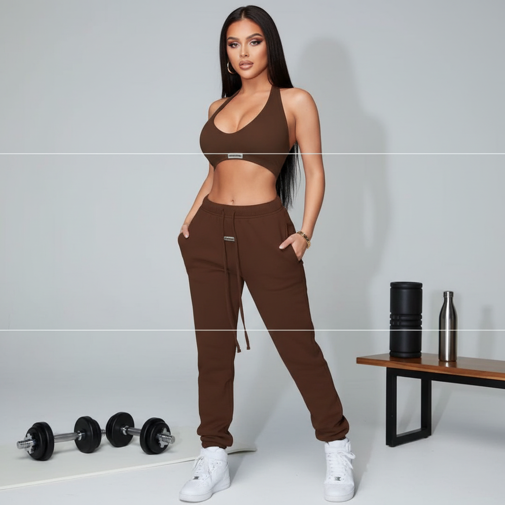 Women's Halter Top & Drawstring Pants Gym Set
