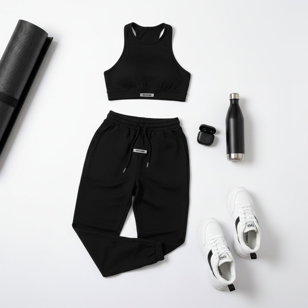 Women's Halter Top & Drawstring Pants Gym Set